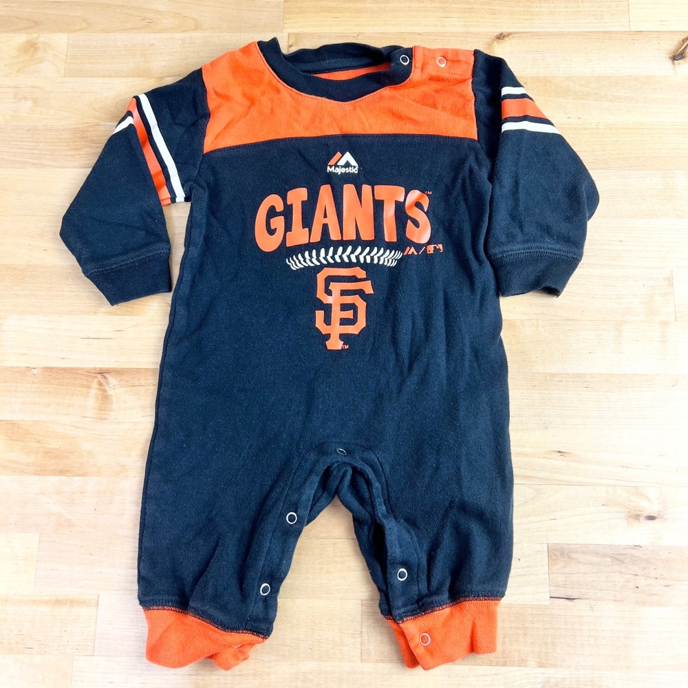 Majestic One Piece Romper San Francisco Giants Baby Size 3/6M Black Orange MLB